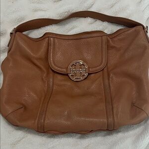 Tory Burch Camel Soft Pebbled Leather Shoulder Bag